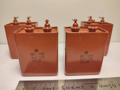 4 vnt. 2 uF 500 V RUSSIAN POPPER IN OIL PIO GARSO KONDENSATORIAI MBGT 10 %