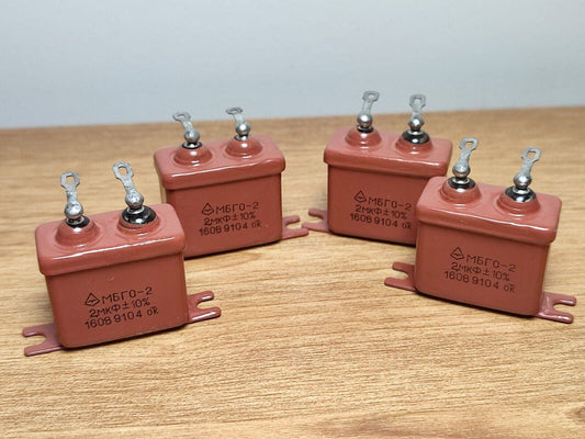 4 pcs 2uF 160V 10% MBGO-2 PIO Paper in Oil Capacitors USSR NOS