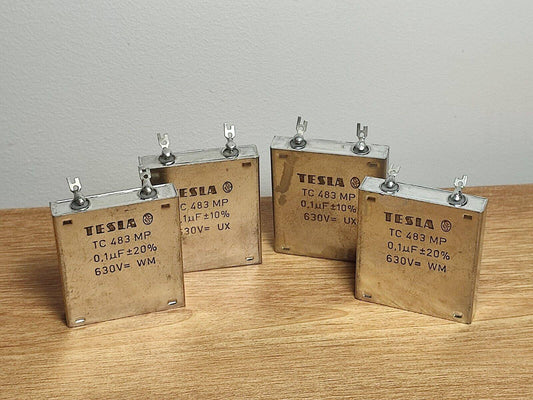 4 Pcs LOT 0.1 uF 0,1uf 100nf 630 V TESLA TC483 MP PAPER IN OIL PIO CAPACITOR 20%