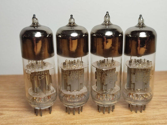 4 pcs LOT 6N6P tubes Gold grid New NOS 70's 1972 ( ecc99 e182cc 5687 7044 7119)