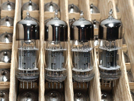 4 pcs LOT 6N6P tubes Gold grid New NOS 70's 1976 ( ecc99 e182cc 5687 7044 7119)