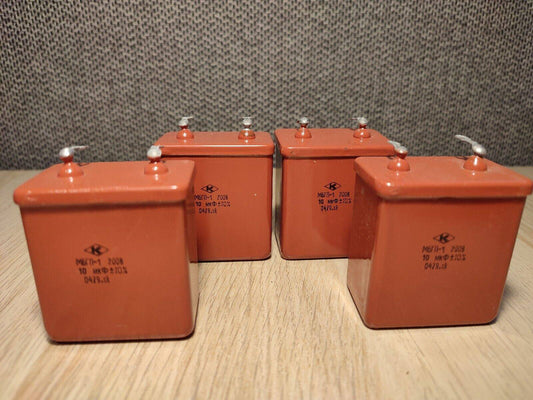4pcs. 10 uF 200 V RUSSIAN PAPER IN OIL PIO AUDIO CAPACITORS MBGP-1 МБГП–1