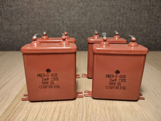4pcs 2 uF 10% 400 V RUSSIAN PAPER IN OIL PIO AUDIO CAPACITOR MBGP-2
