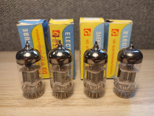 4Pcs 6J43P-E HF pentode tube (with two separate anodes). Gold grid! NOS