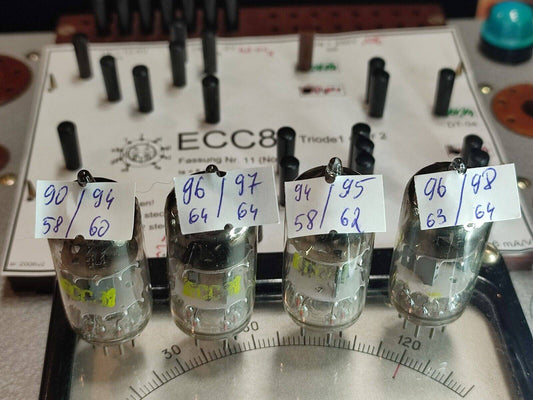 4Pcs ECC81 RFT DOUBLE TRIODE VHF TESTED NOS TUBE = 12AT7 B152 CC81E CV455