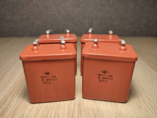 4Pcs MBGP-1 /МБГП–1 10uF 10% 200V RUSSIAN PAPER CAPACITORS LOT