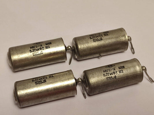 4X 0.22 uF 400 V MBGCH-1A Paper-In-OiL PIO AUDIO CAPACITORS, NOS