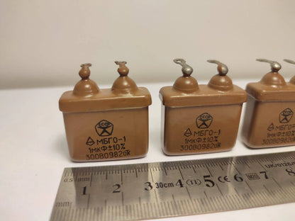 4x 1 uF 10% 300 V RUSSISCHES PAPIER IN ÖL (PIO) AUDIOKONDENSATOR MBGO-1 МБГО-1