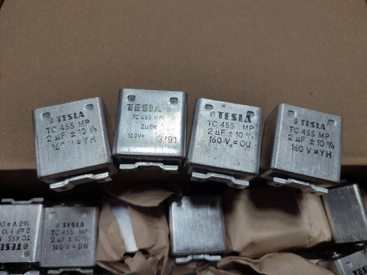 4x 2uF 10% 160 V TESLA TC455 MP PAPER IN OIL PIO CAPACITOR NOS / NEW