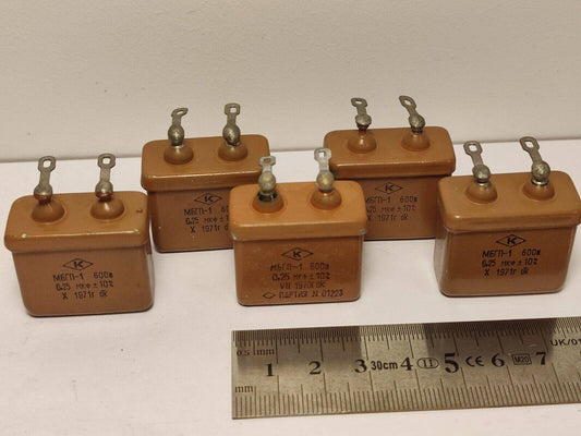 5x MBGP-1 600V 0.25UF 5% PIO AUDIO CAPACITORS USSR NOS МБГП-1