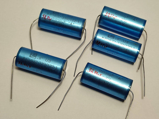 5X Vintage 0.039UF 39nF 1200V 1.2KV 2% Axial Capacitor KP1832 339/122-1 ERO