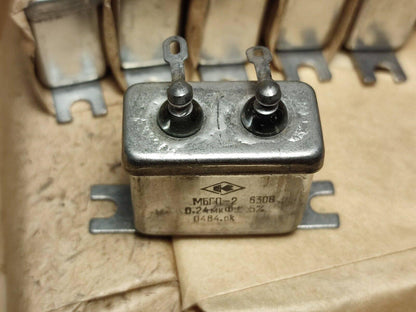 60Pcs Lot MBGP-2 МБГP-2 630V 0.24 uf 10% Capacitor PIO Ussr Soviet Military NOS