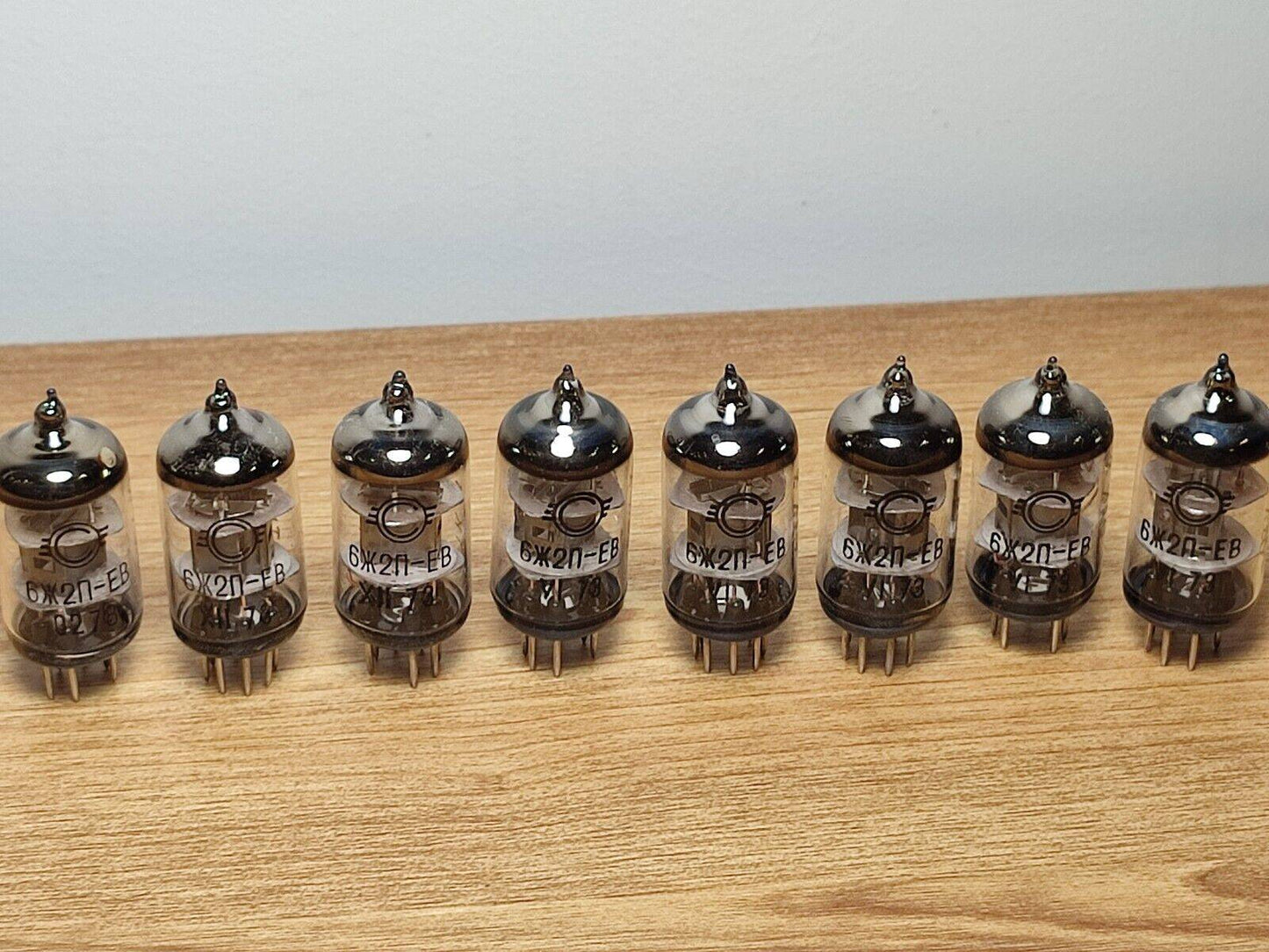 8pcs 6J2P-EV, 6Ж2П-ЕВ NOS Russian gold grid tubes equiv. 6AS6, 6F33 OTK military