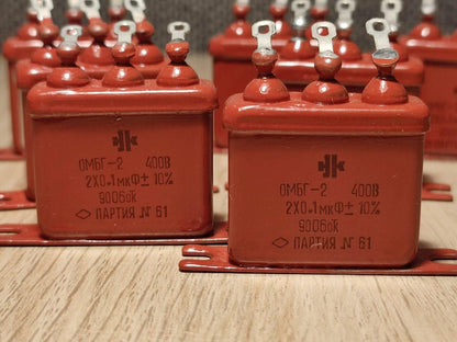 8-teiliges Lot OMBG-2 ОМБГ-2 400 V 2 x 0,1 uF 10 % Kondensator PIO UdSSR sowjetisches Militär NOS