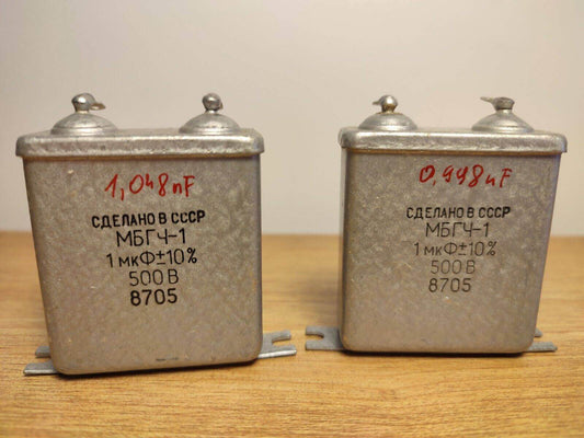 Lot of 2pc MBGCH-1 1uF 500V МБГЧ-1 Paper in OIL PIO Audio Capacitors NOS