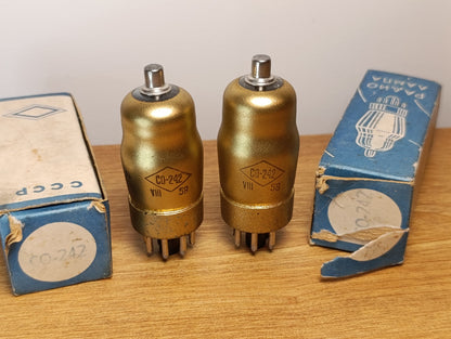 2pc. Matched CO-242 / SO-242 / СО-242 Pentagrid-Converter Heptode tube. TESTED